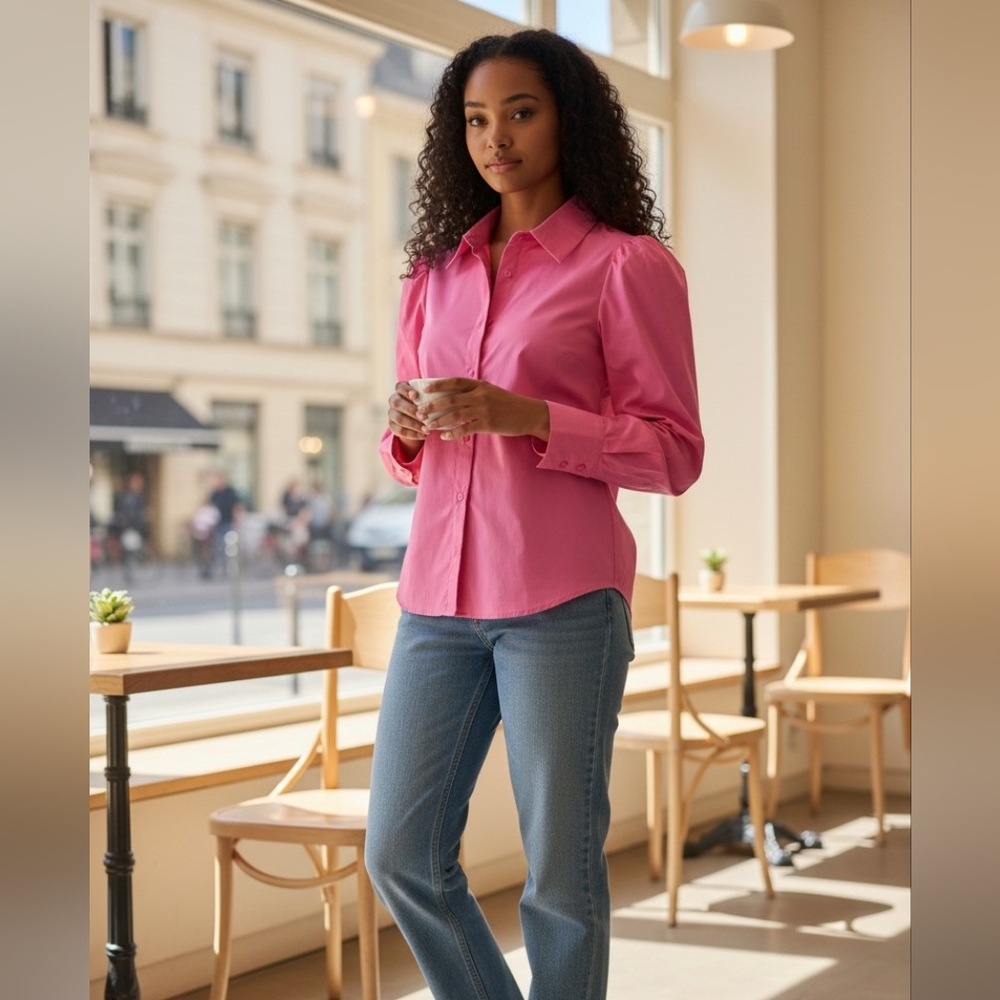 Vanessa Scott  Cotton Fuchsia Button Down Shirt